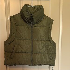 Womens Olive Green Puffer Vest